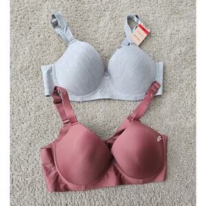 Womens STRM LINE Intimates Underwire Lounge Bras Gray/ Blush Size 40D 2-pack